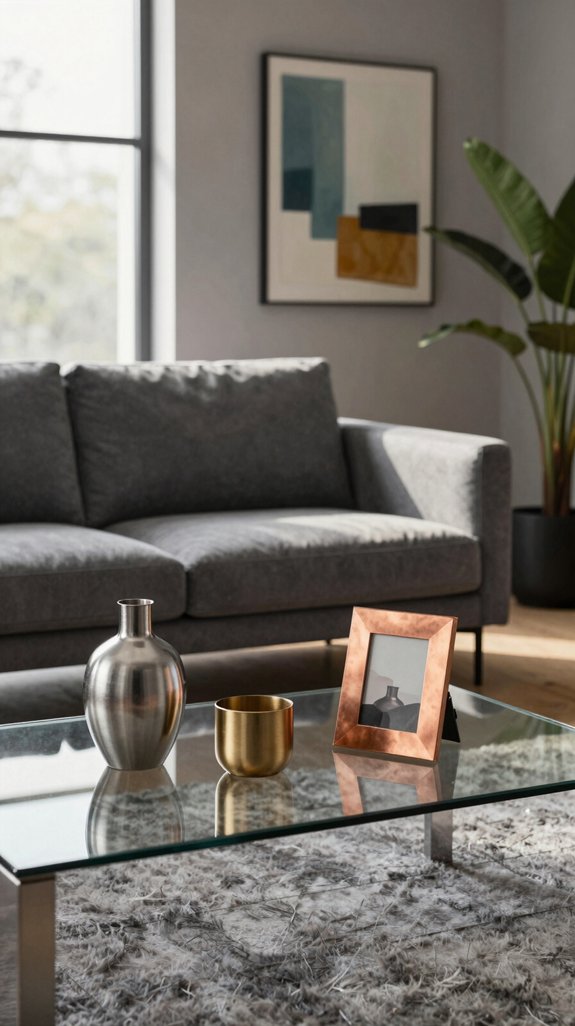 metallic accents elevate grey furniture