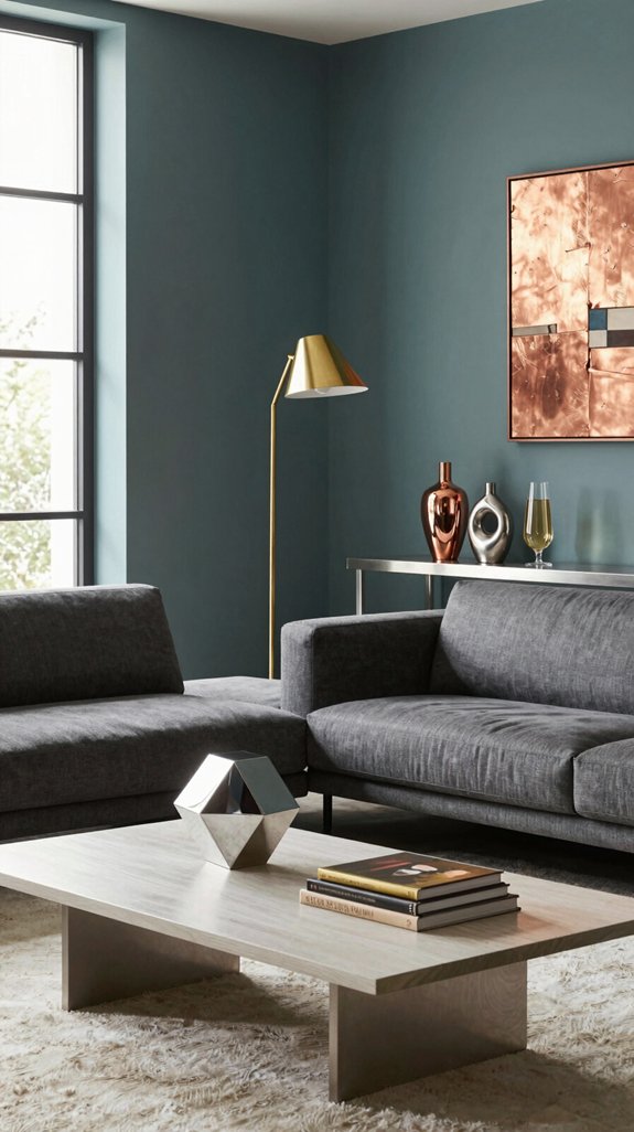 metallic accents elevate teal