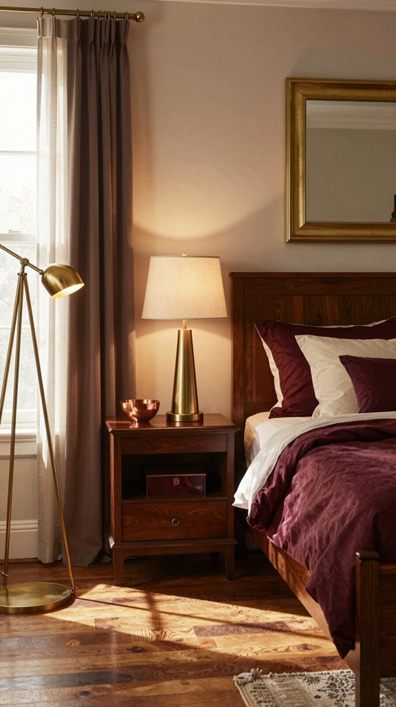 metallic accents enhance mahogany