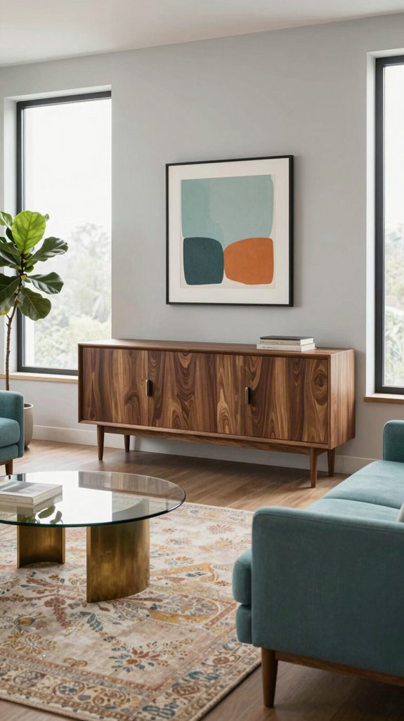 18 Mid-Century Modern Living Room Design Ideas 8 mid century functional storage solution
