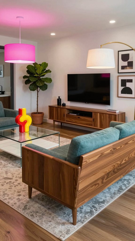 16 POP Design Ideas for Living Rooms 12 mid century modern pop fusion