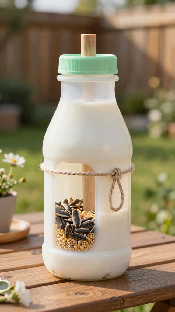 milk jug bird feeder