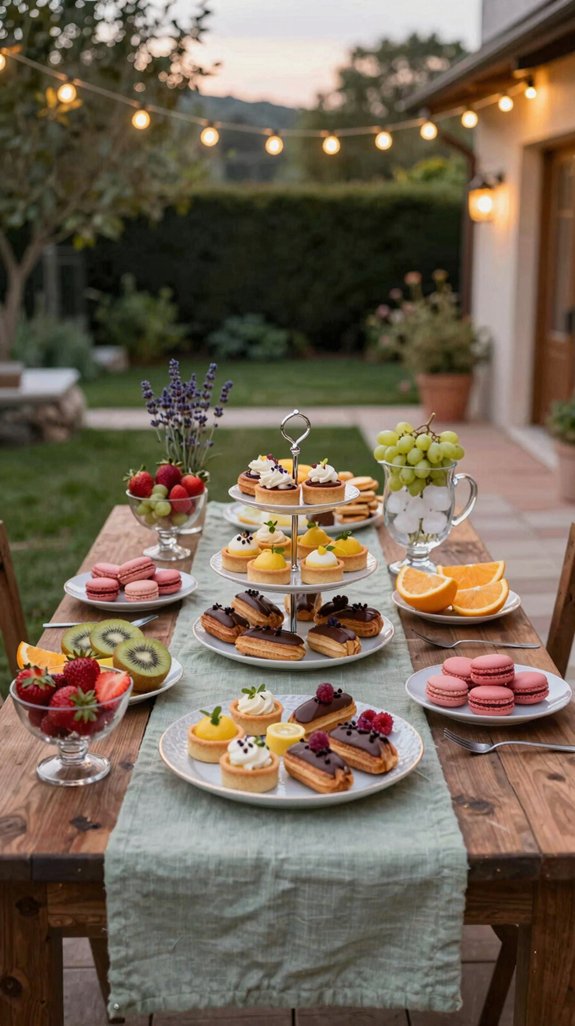21 Backyard Dinner Party Ideas for Stylish Outdoor Entertaining 15 mini pastries fresh fruit
