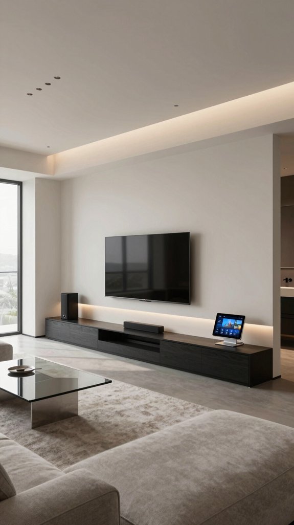 minimalist built in media console