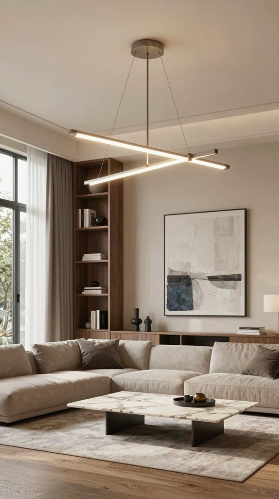 17 Modern Classic Interior Design Ideas for Living Rooms 11 minimalist chandelier focal point