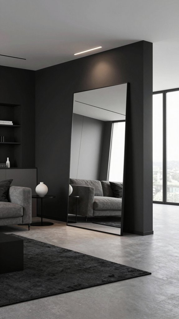 Black and Grey Interior Color Pairings That Feel Modern and Balanced 12 mirrored monochrome spatial expansion