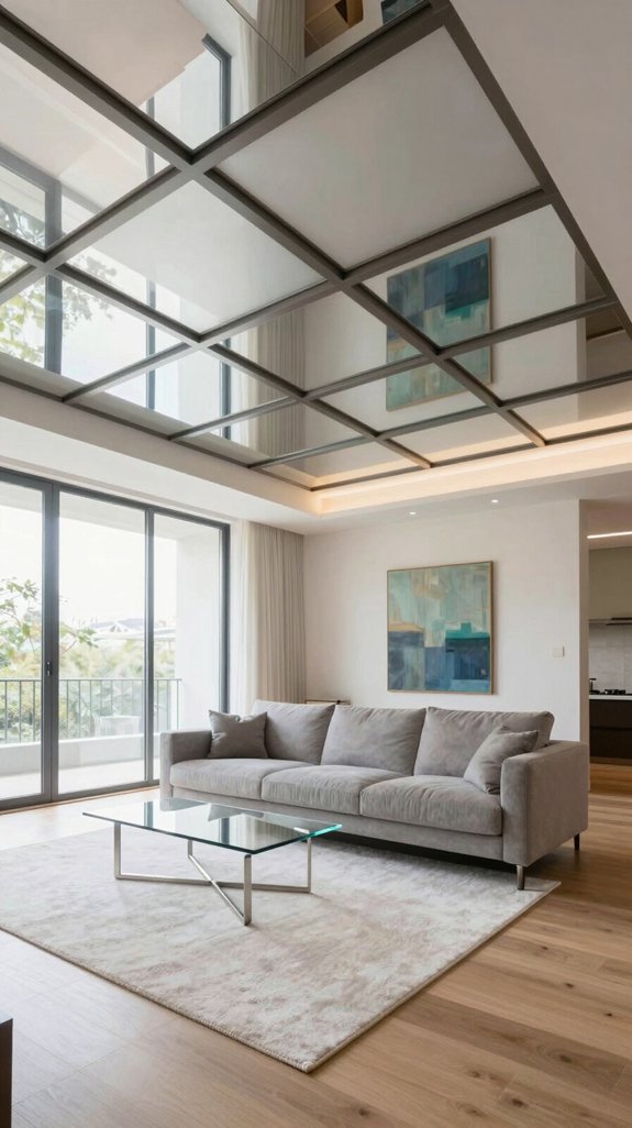 mirrored panels enhance lighting