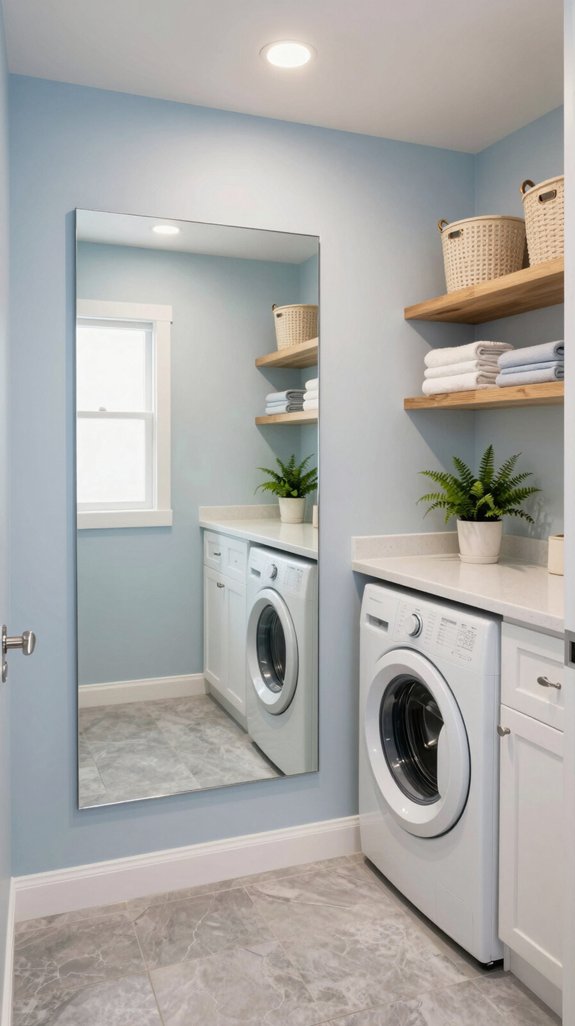 mirrors expand laundry room space