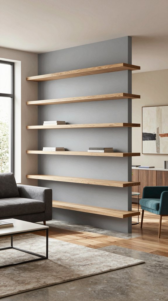 modern floating shelf divider