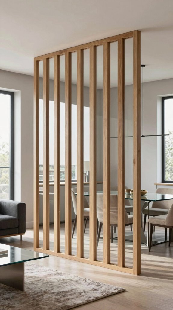 modern wood glass space divider
