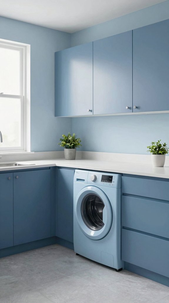 monochromatic laundry room design
