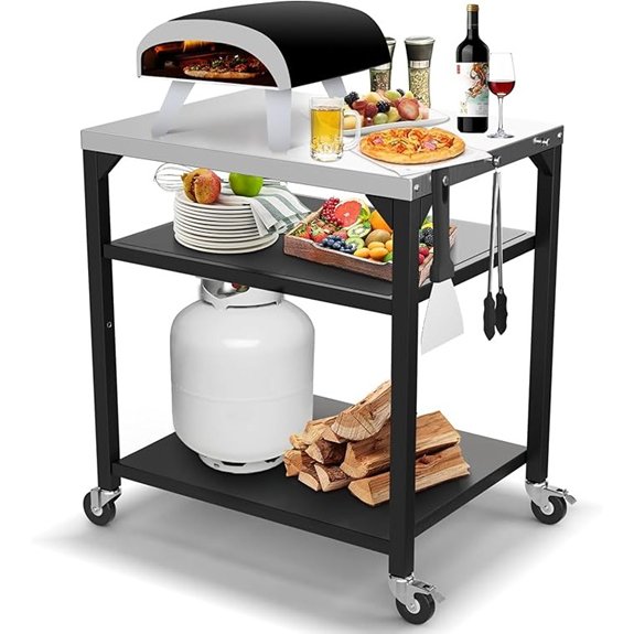 movable pizza oven cart