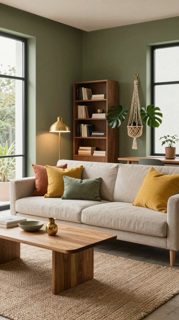Olive Green Interior Color Pairings That Feel Natural and Relaxed 10 mustard accents warm olive