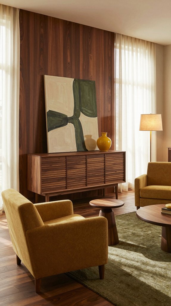 Color Pairings That Complement Walnut Wood 5 mustard olive walnut modern