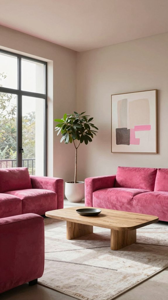 muted beige balances hot pink