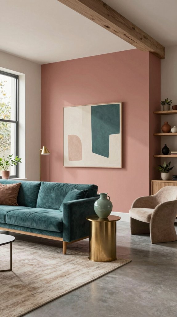 muted coral softens teal