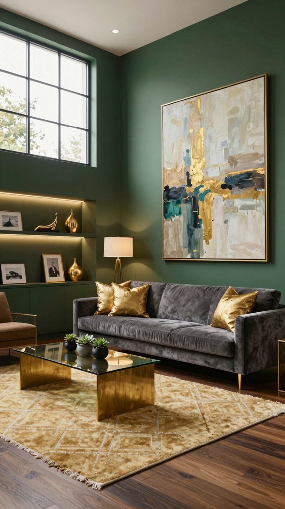 muted gold deep hunter green