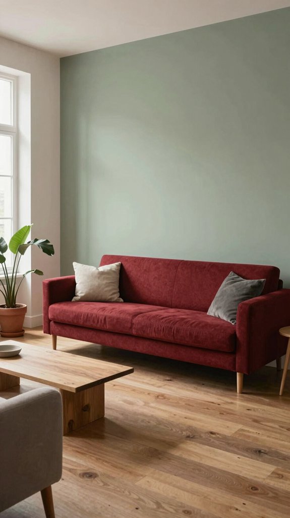 muted green walls