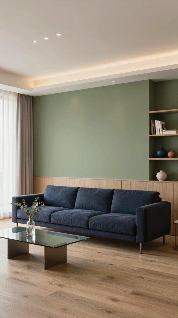 Olive Green Interior Color Pairings That Feel Natural and Relaxed 5 muted navy accent harmony