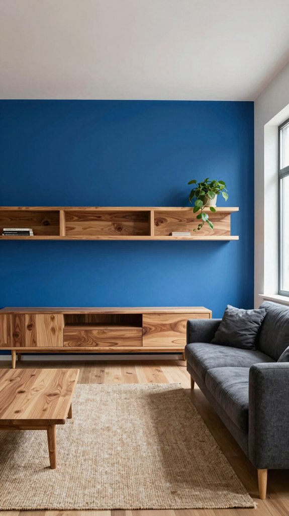 natural wood meets electric blue