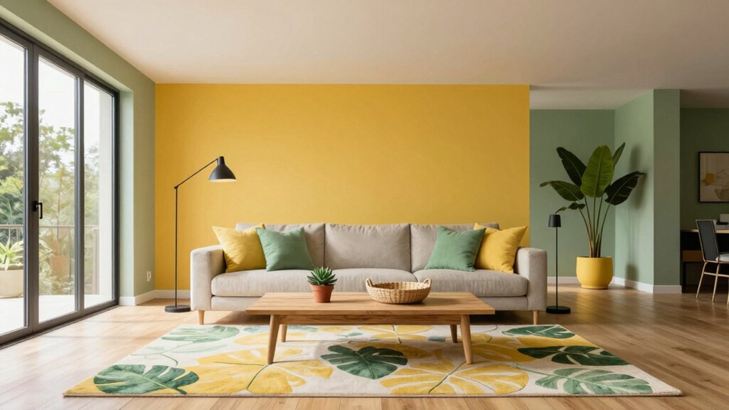 nature inspired yellow green interiors