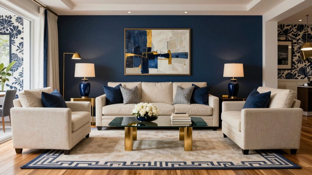 navy blue elegant interiors