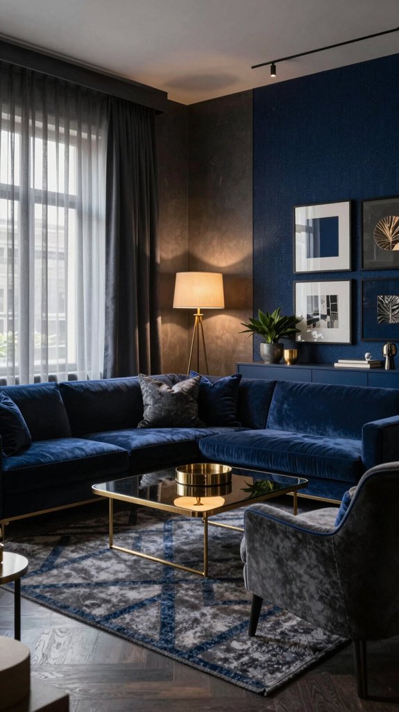 navy charcoal moody lounge