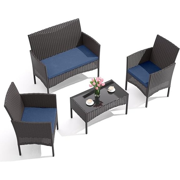 navy four piece patio set