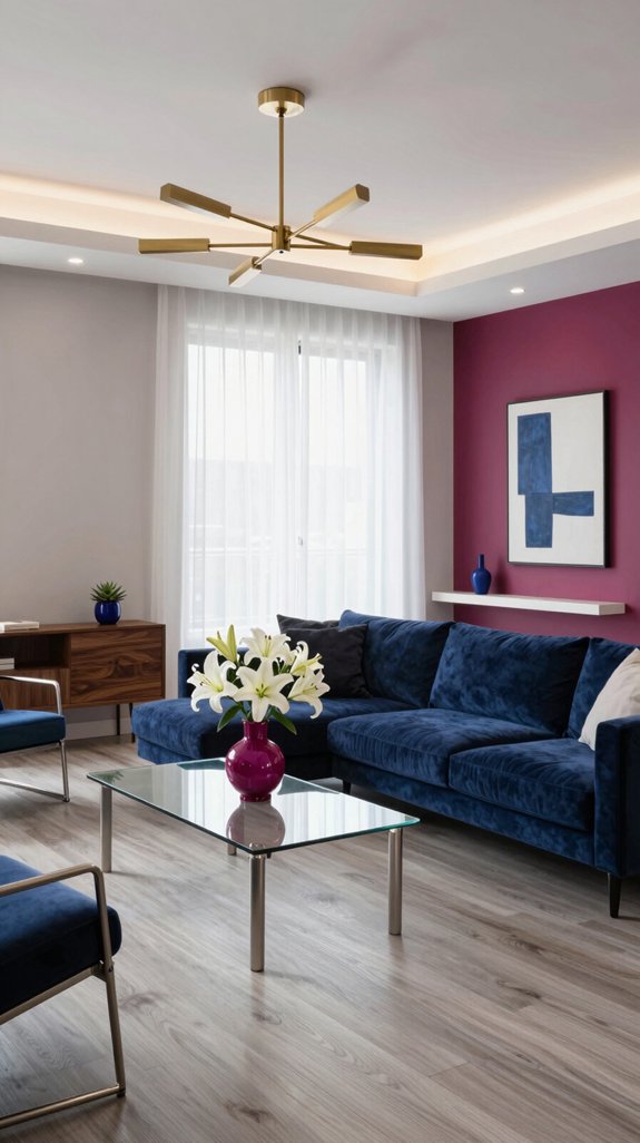 Magenta Color Pairings That Bring Energy to Interior Spaces 7 navy magenta sophisticated living