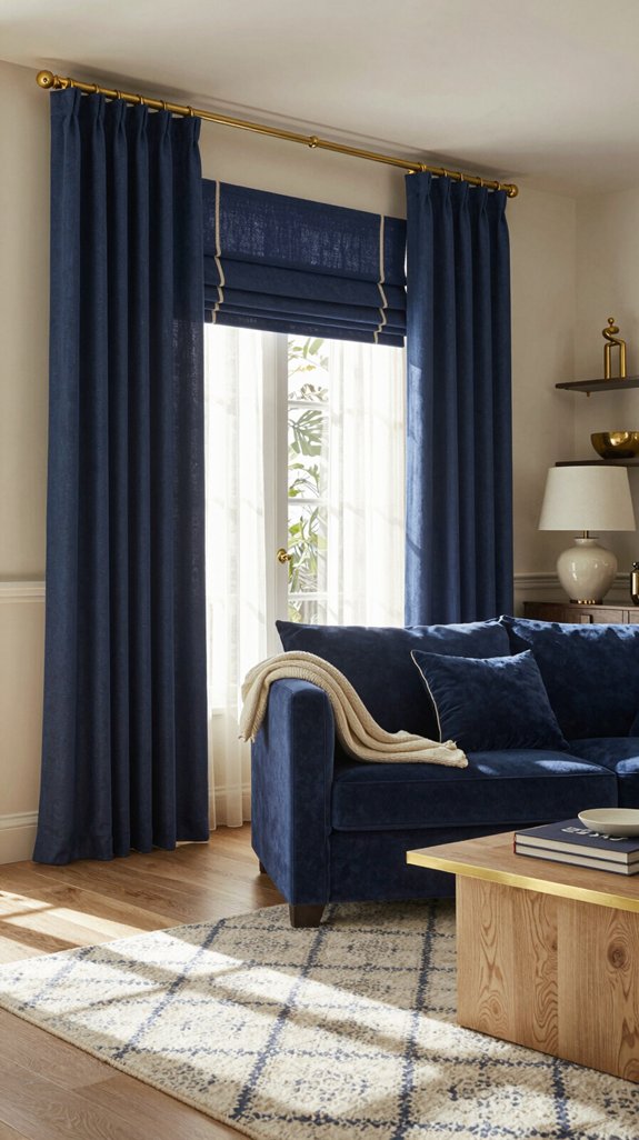 navy room window styling