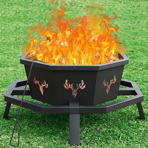 octagonal black outdoor firepit