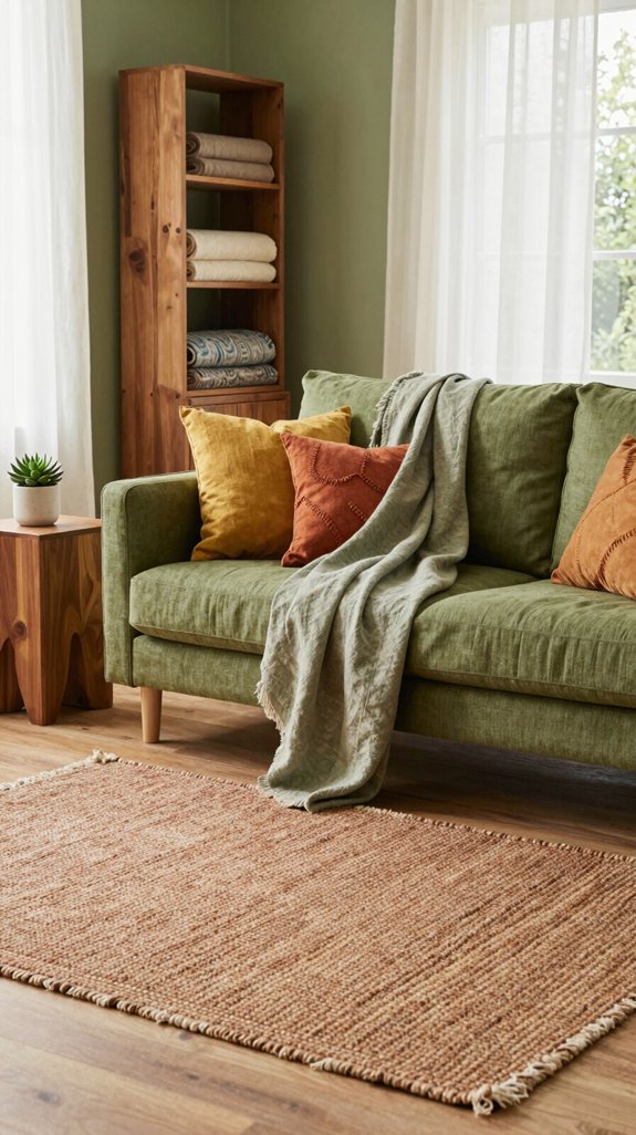 Olive Green Interior Color Pairings That Feel Natural and Relaxed 12 olive green textile layering