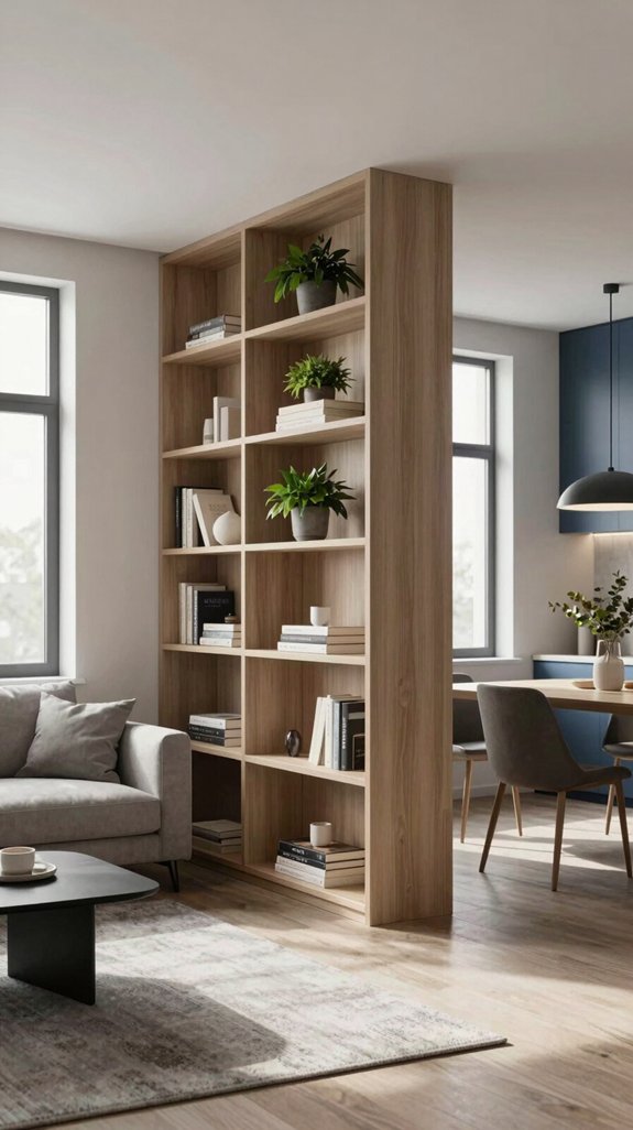open shelving as divider