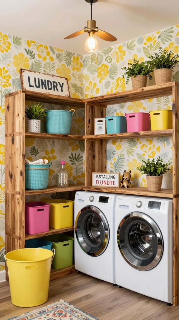 17 Funky Laundry Room Ideas With Bold Personality 14 open shelving creative decor