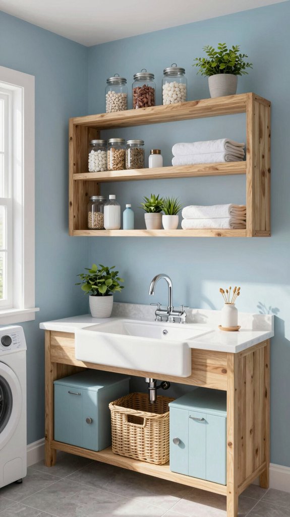 open shelving enhances functionality