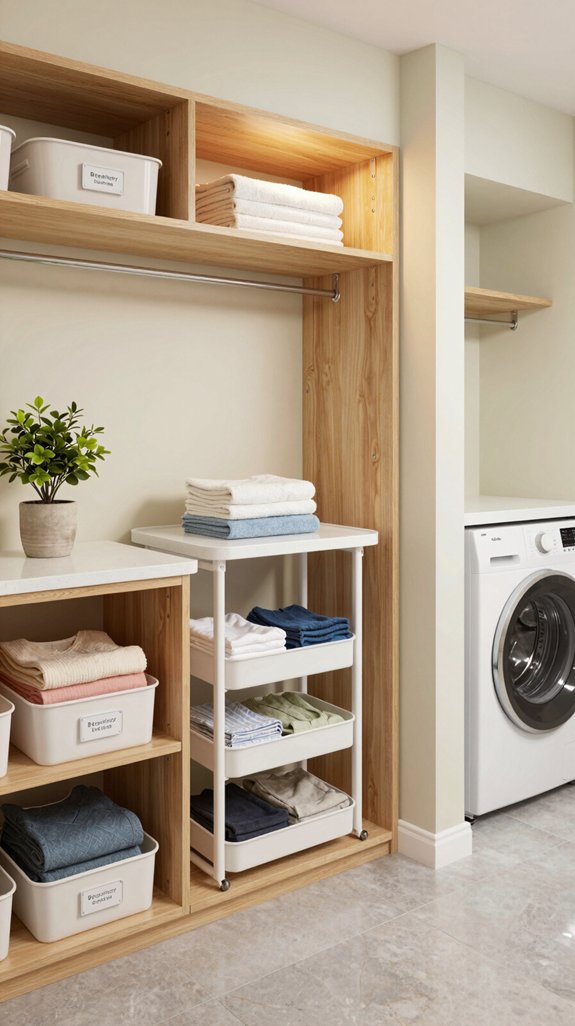 organized laundry sorting area