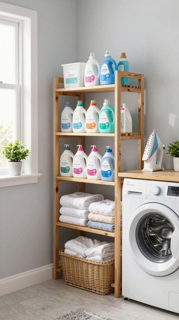 organized laundry supply corner