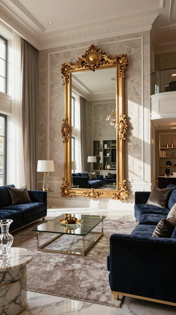 ornate mirror expands space