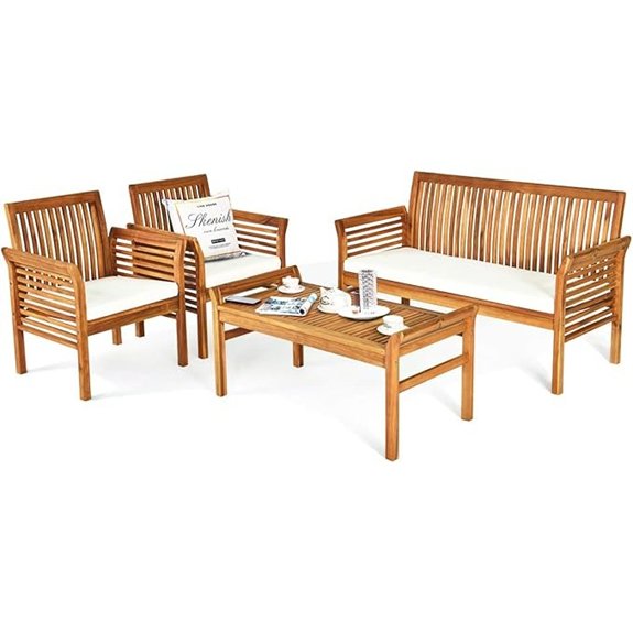 outdoor acacia wood sofa set