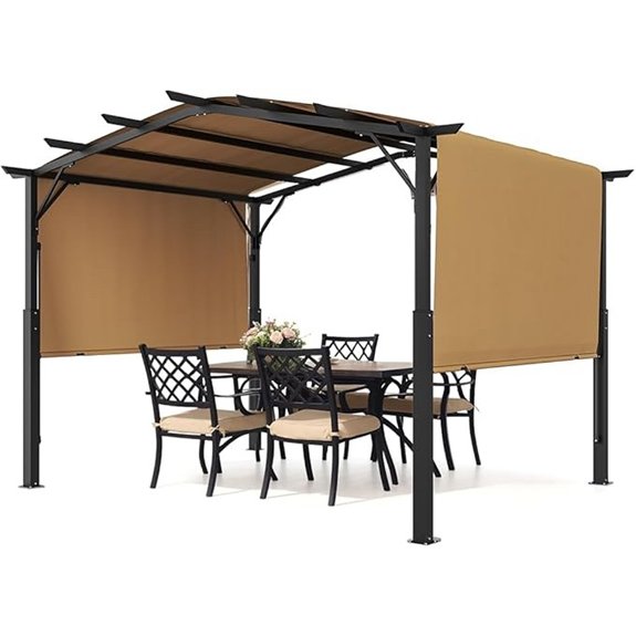 outdoor arched metal pergola