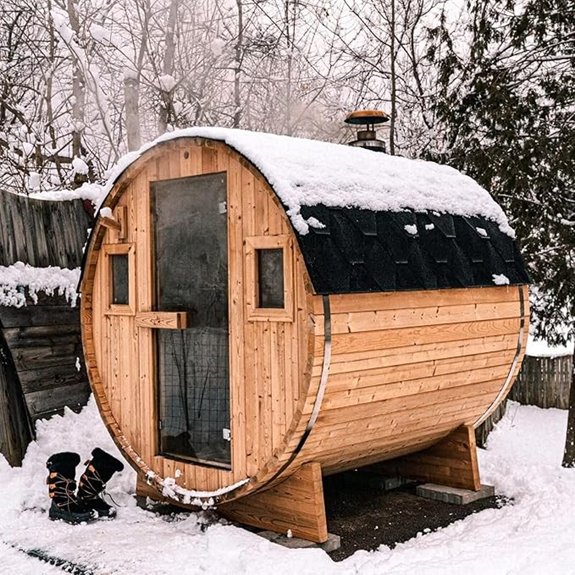 outdoor cedar barrel sauna
