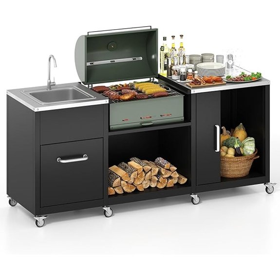 outdoor grill table with sink