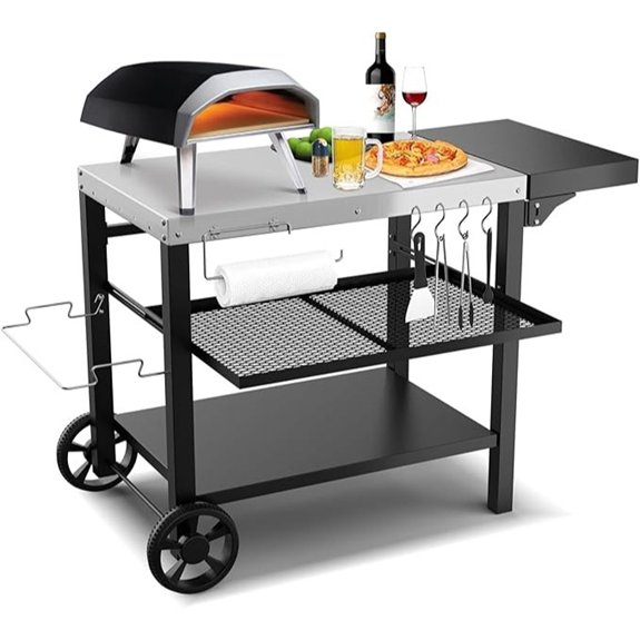 outdoor kitchen with grill pizza oven and drawer