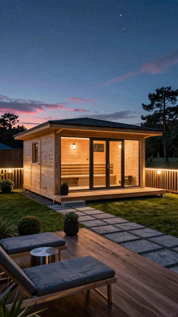 outdoor wooden sauna luxury