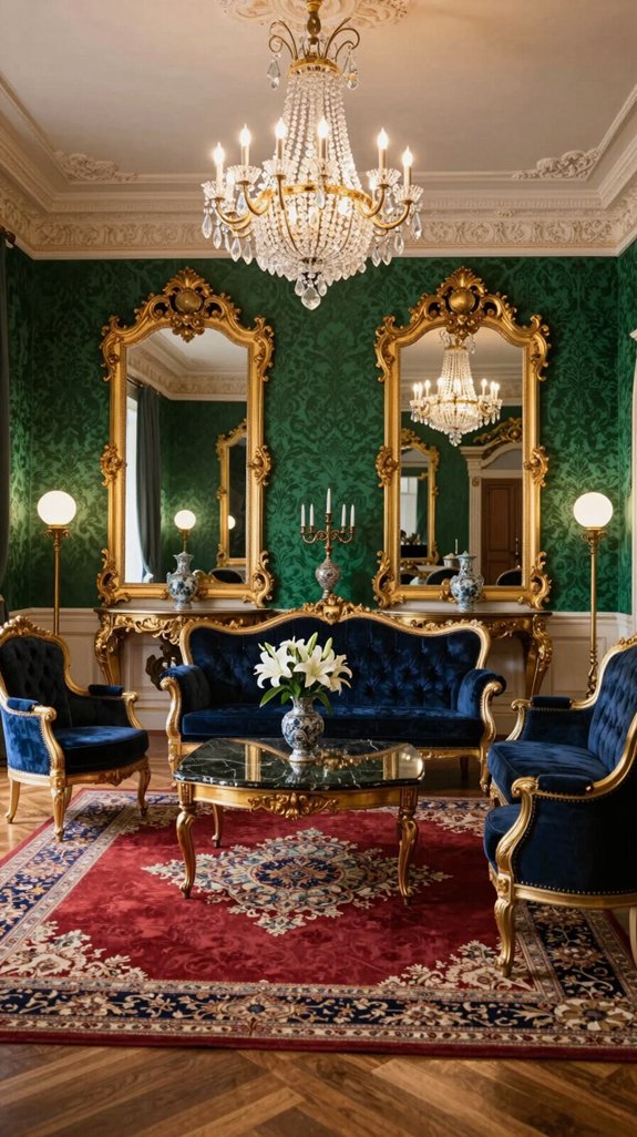 15 Luxury Classical Living Room Design Ideas 7 oversized gilded mirror elegance