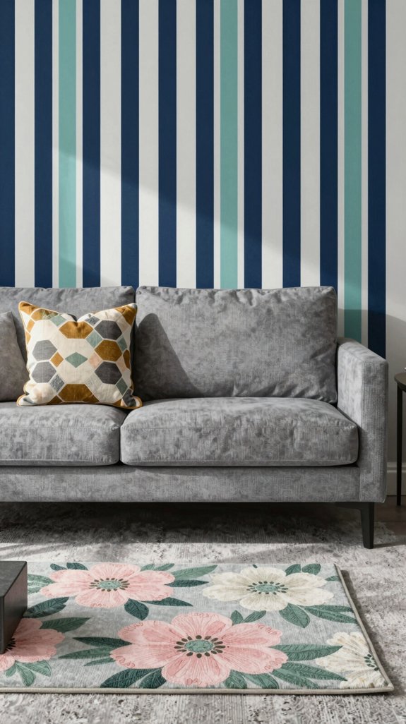 patterned textiles enliven grey