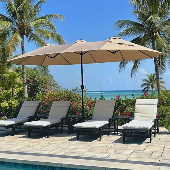 7 Patio Umbrellas That'll Turn Your Backyard Into a Summer Oasis 2 phi villa 15ft umbrella