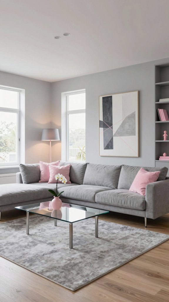 Pink and Grey Interior Color Pairings That Feel Modern and Soft 6 pink accents brighten grey rooms
