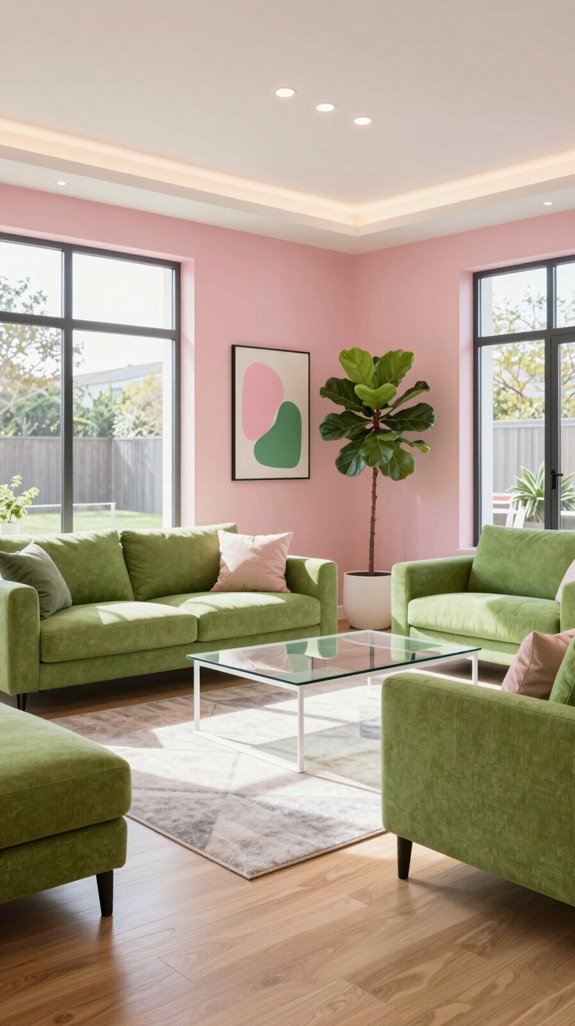 pink green lighting balance