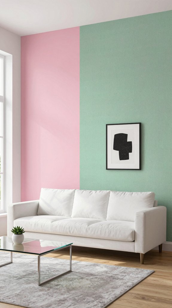 pink paint versus green wallpaper